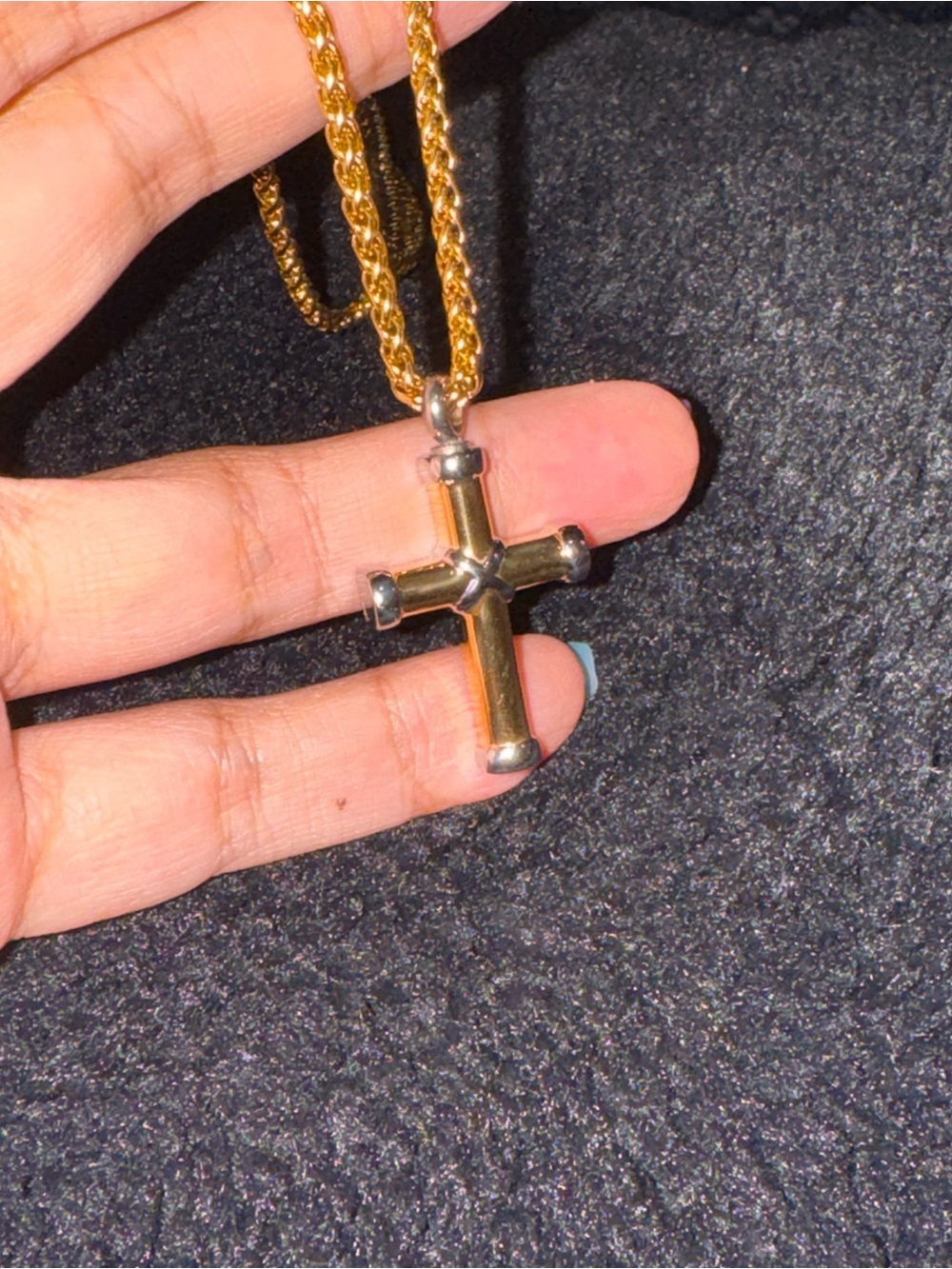 14k yellow Gold Vermeil Cross Urn Necklace, Keepsake Ash Holder Jewelry, Cross - Picture 4 of 5